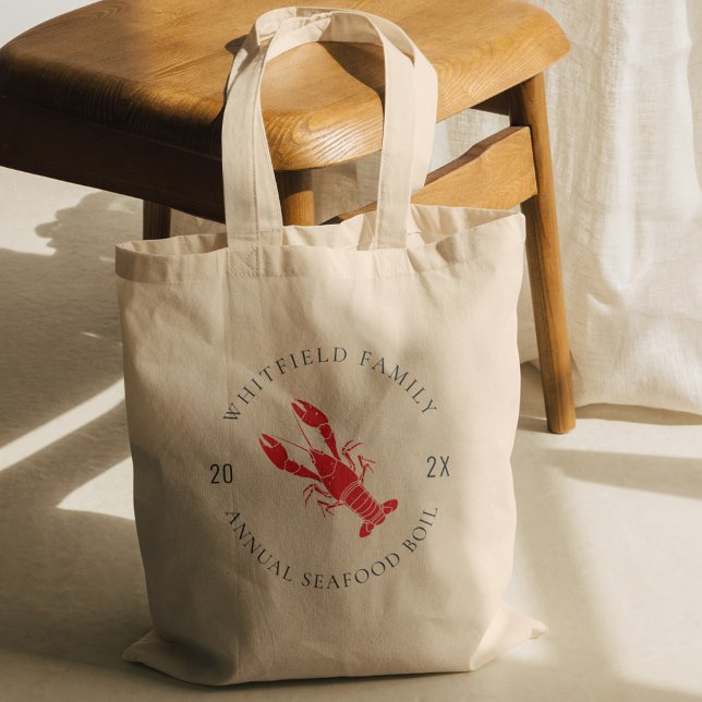 Bolso De Tela Fiesta de veraneo de bogavante familiar (Family Lobster Boil Summer Seafood Party Tote Bag)