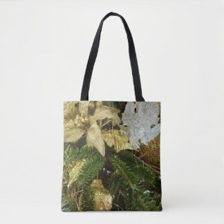 Bolso De Tela Fiesta del Árbol de Navidad Plateado y Oro II
