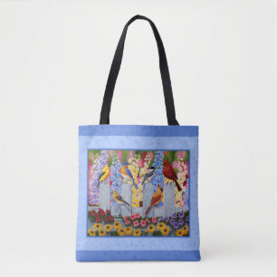 Bolso De Tela Fiesta del Jardín de las Aves de Primavera colorid