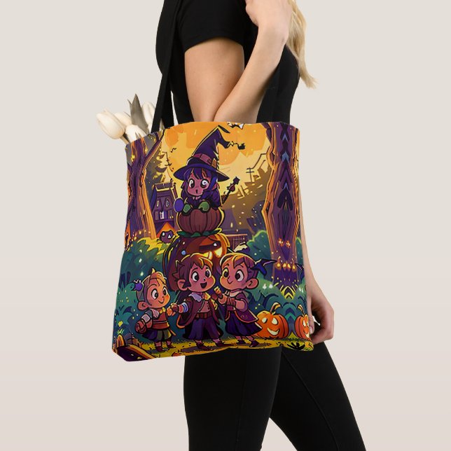 Bolso De Tela Fiesta del Jardín de las Brujas y los Niños: Tema  (Detalle)