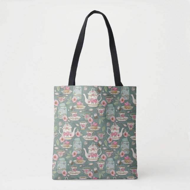Bolso De Tela Fiesta del té de cosecha (Anverso)