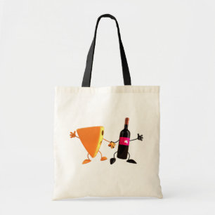Bolso De Tela Fiesta Divertida de Vino y Queso