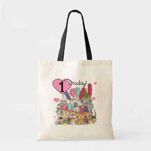 Bolso De Tela Fiesta Gatitos Primer Camisetas de Cumpleaños y Re