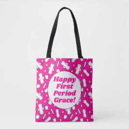 Bolso De Tela Fiesta Happy First Period Hot Pink Cute Tampon Pad
