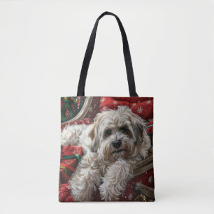 Bolso De Tela Fiesta Navideña del Perro Havanés