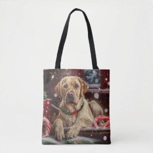 Bolso De Tela Fiesta Navideña del Perro Labrador