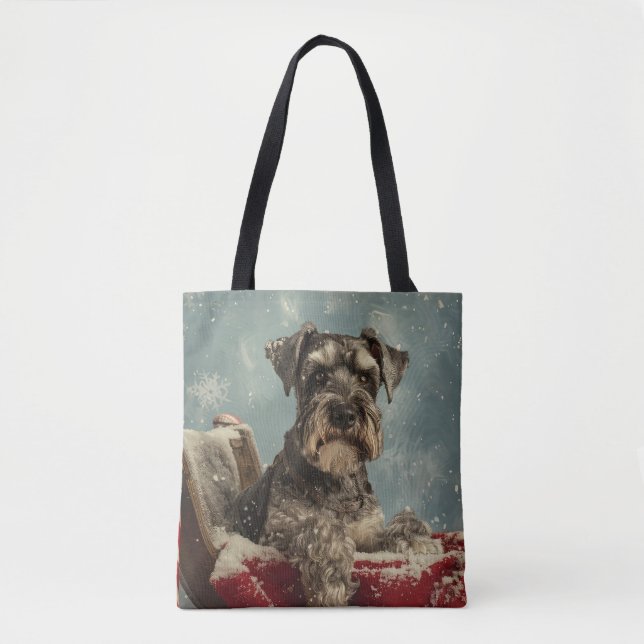 Bolso De Tela Fiesta Navideña del Perro Schnauzer (Anverso)