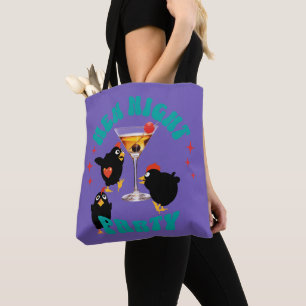 Bolso De Tela Fiesta Nocturna de Gallinas Divertidas Gallina Div
