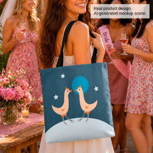 Bolso De Tela Fiesta Nocturna de Gallinas Luna Divertida de Poll