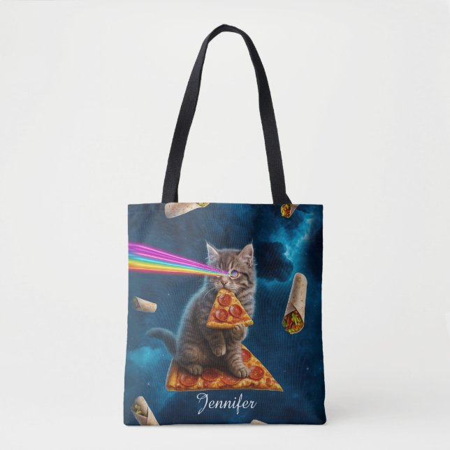 Bolso De Tela Fiesta Pizza Cat Láser (Anverso)