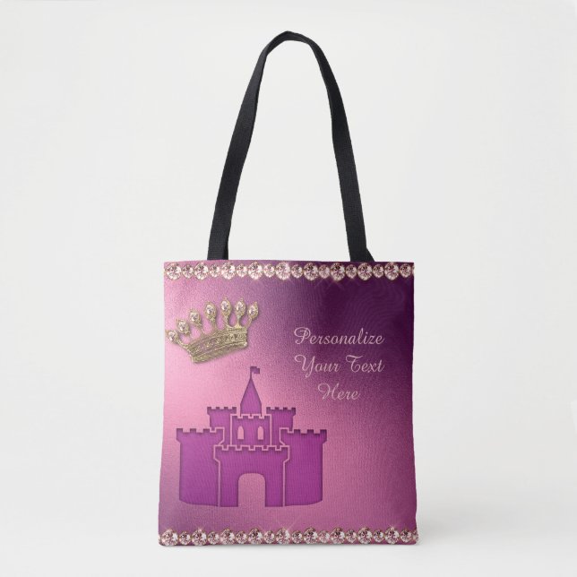 Bolso De Tela Fiesta Princess Castle, Crown & Jewels personalize (Anverso)