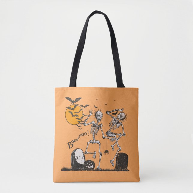 Bolso De Tela Fiesta Skeleton Halloween (Anverso)