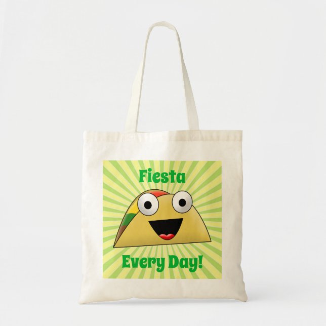 Bolso De Tela Fiesta todos los días lindo gracioso taco (Frente)