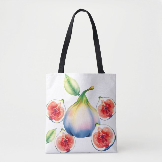 Bolso De Tela Fig de acuarela fresca con blanco suave (Anverso)