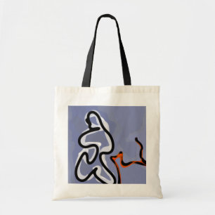 Bolso De Tela Figura con Línea: Azul abstracto, Naranja, B y W