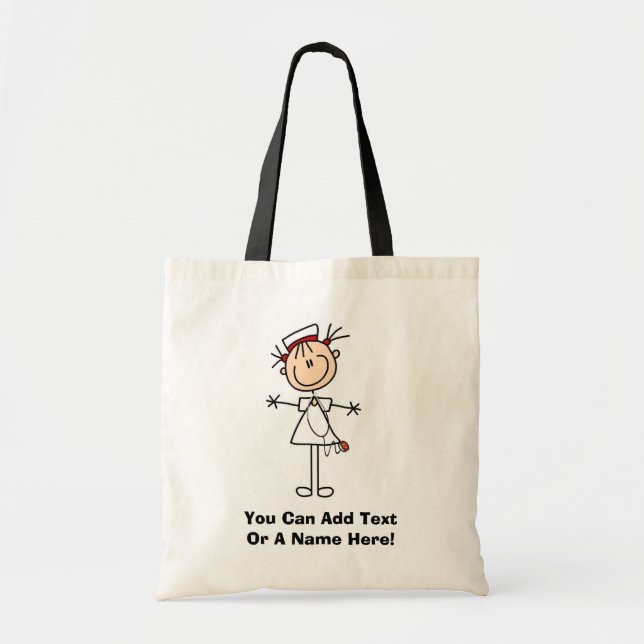 Bolso De Tela Figura femenina blanca regalos del palillo de la (Frente)