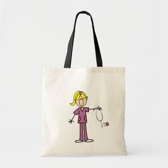 Bolso De Tela Figura femenina rubia enfermera del palillo (Frente)