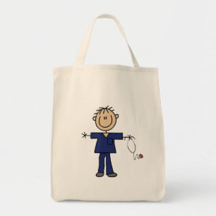 Bolso De Tela Figura masculina piel del palillo del medio de la