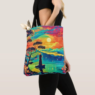 Bolso De Tela Figura solitaria al atardecer