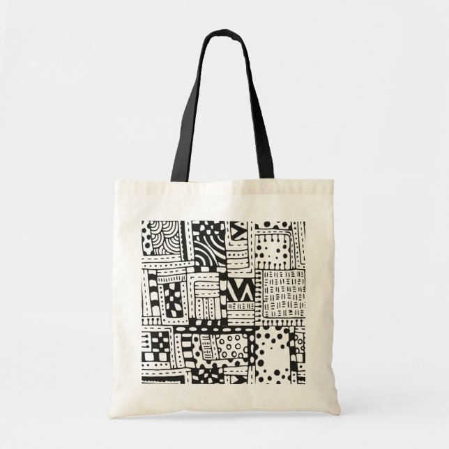 Bolso De Tela Figuras abstractas indias inspiradas (Frente)