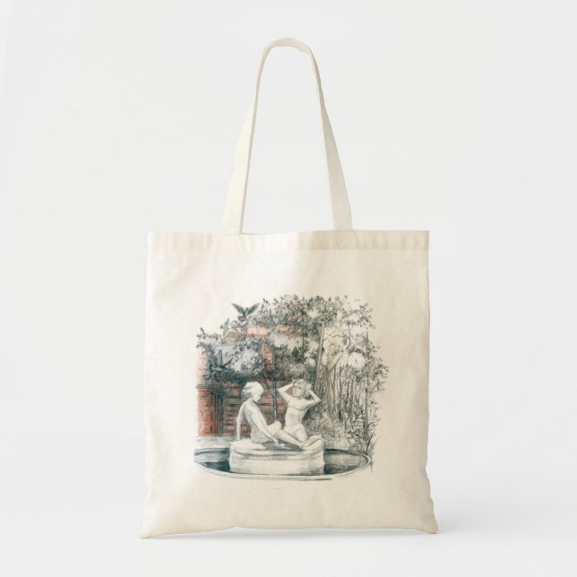 Bolso De Tela Figuras blancas de los chicas de la fuente de la c (Frente)