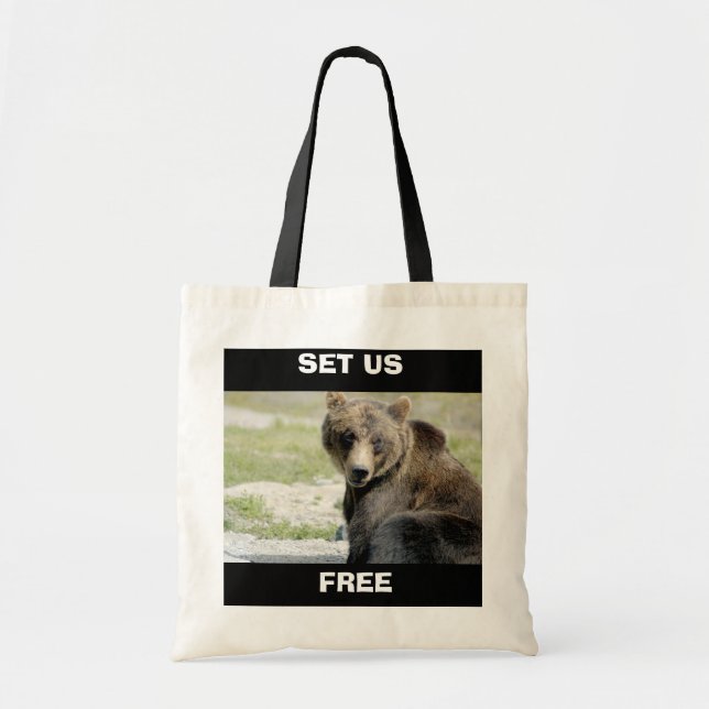 Bolso De Tela Fíjenos libres, ahorre los osos (Frente)