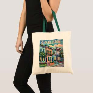 Bolso De Tela Fila de Arcoíris de Charleston SC Colorida Van Gog
