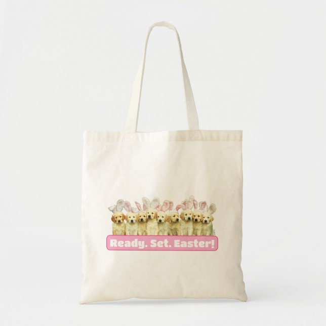Bolso De Tela Fila de conejitos cachorros (Frente)