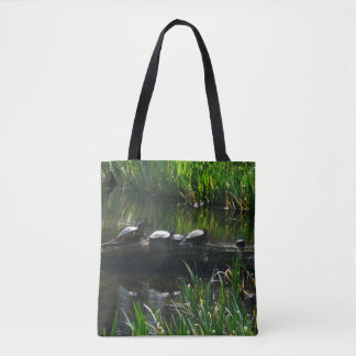 Bolso De Tela Fila de la naturaleza verde de las tortugas