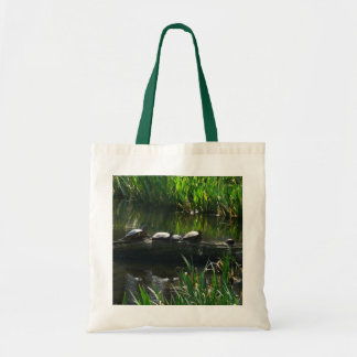 Bolso De Tela Fila de Tortugas Foto Verde de la Naturaleza
