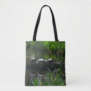 Bolso De Tela Fila de Tortugas Foto Verde de la Naturaleza