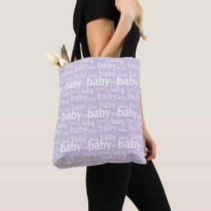 BOLSO DE TELA FILAS LAVENDERAS DE PASTEL DE PALABRAS DE BEBÉ