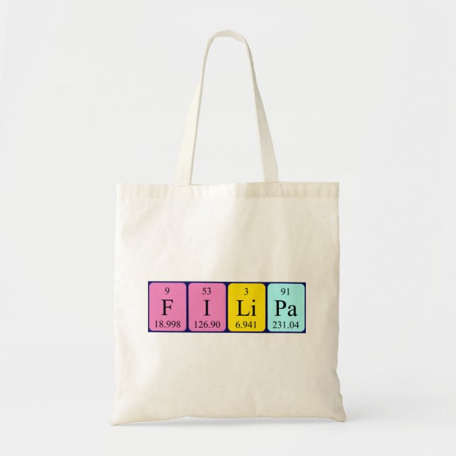 Bolso De Tela Filipa nombre de tabla periódica tote bag (Frente)