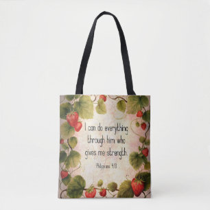 Bolso De Tela Filipenses 4:13 Versículo Bíblico en Diseño Atempo