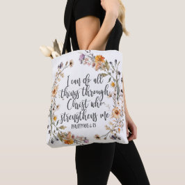 Bolso De Tela Filipinas 4:13 Biblia Escritura Verse Floral Boho