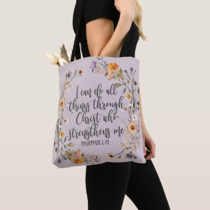 Bolso De Tela Filipinas 4:13 Biblia Escritura Verse Floral Boho