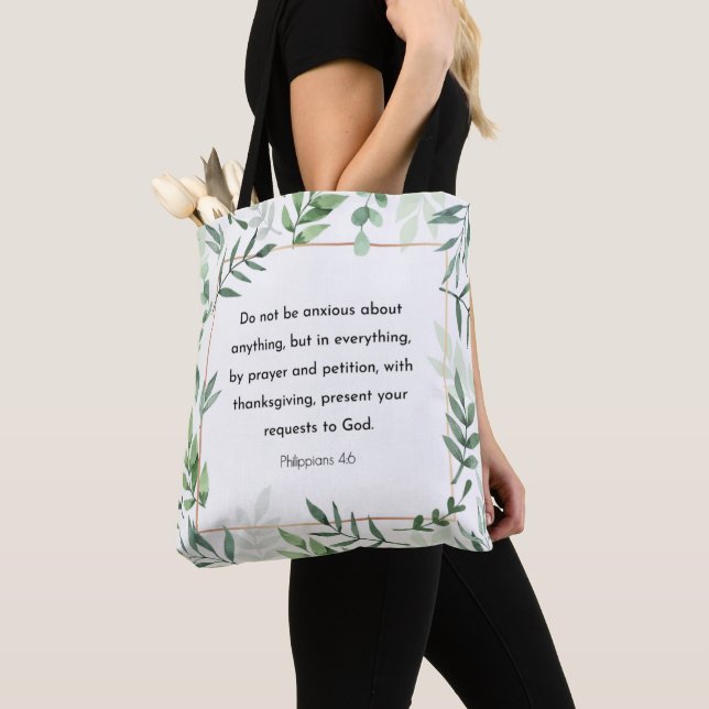 Bolso De Tela Filipinas 4:6, Biblia Verse, Cristianismo (Detalle)