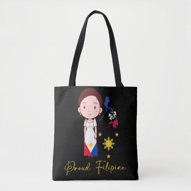 Bolso De Tela Filipinas: Orgullosa mujer filipina, Chica Pinay (Anverso)