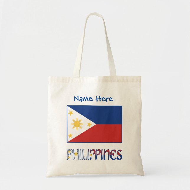 Bolso De Tela Filipinas y la bandera filipina personalizada (Frente)