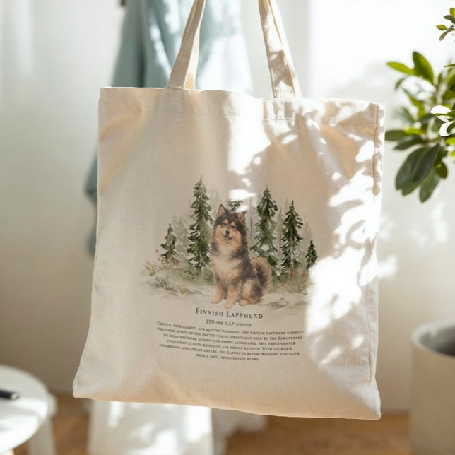 Bolso De Tela Finnish Lapphund Dog Watercolor Breed Quote (Subido por el creador)