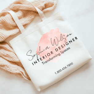 Bolso De Tela Firma de Acuarela Profesional y Elegante para Nego