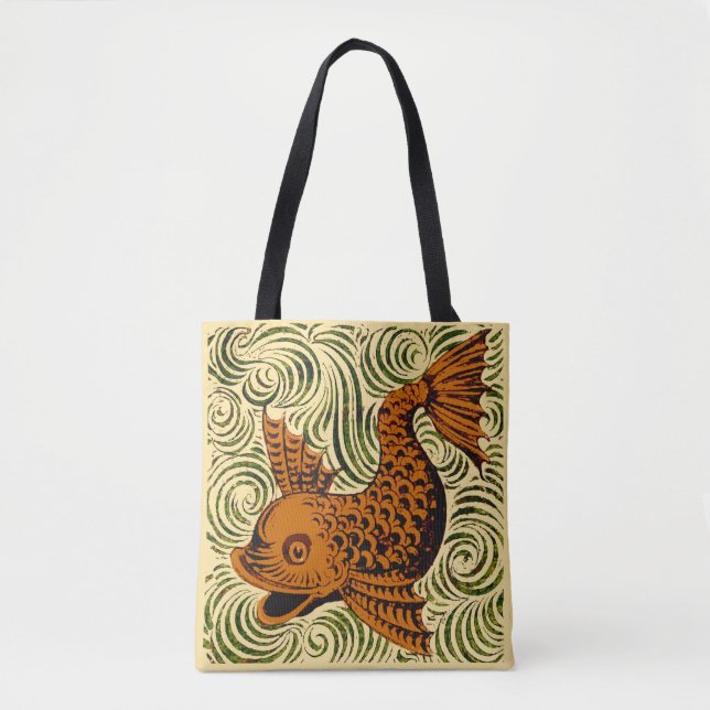 Bolso De Tela Fish Antiguo Tile Antiguo arte (Anverso)