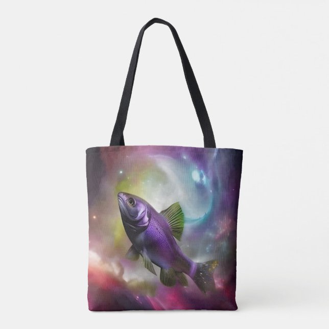 Bolso De Tela Fish cósmico AI Fantasy Digital Art Print (Reverso)