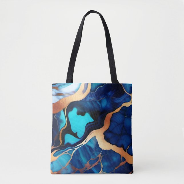 Bolso De Tela Flamante dorado azul trenzado (Anverso)