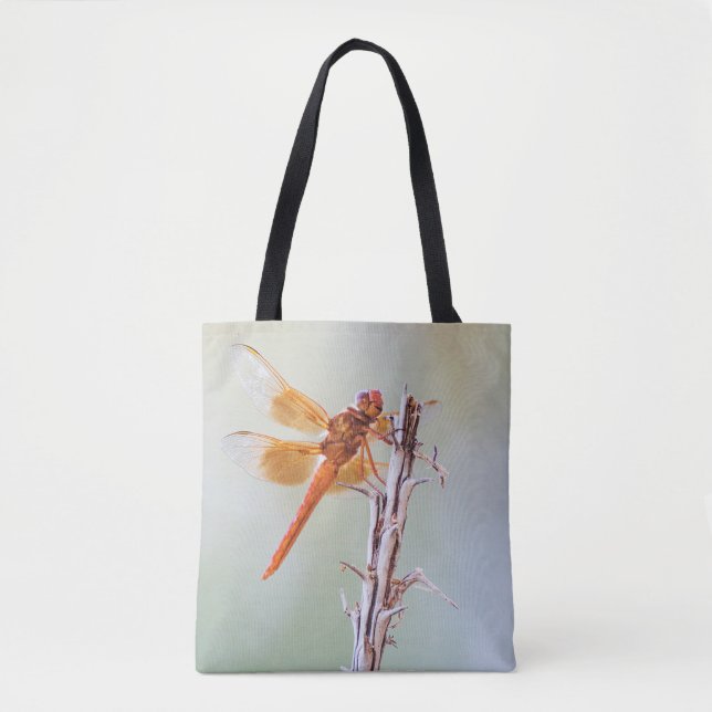 Bolso De Tela Flame Skimmer Dragonfly on Agave (Anverso)