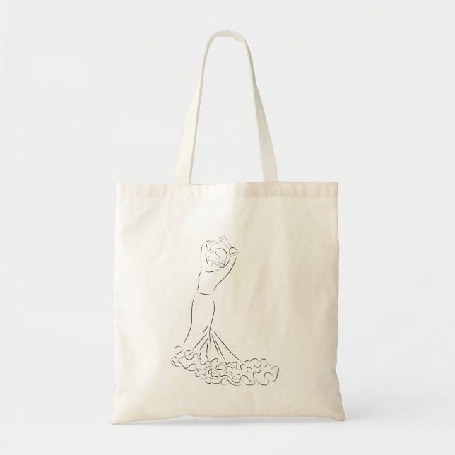 Bolso De Tela Flamenco Dancer Line Art (Frente)