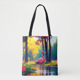 Bolso De Tela Flamenco de pie en el lago-36547
