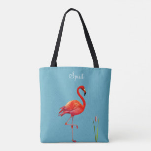 Bolso De Tela Flamenco Rojo sobre Azul Claro