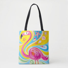 Bolso De Tela Flamenco Rosa con Estrella de Mar