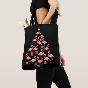 Bolso De Tela Flamenco Rosa de Navidad Árbol Flamencos Fiesta